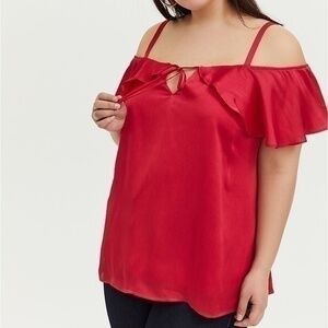 Torrid Textured Chiffon Cold Shoulder Top Blouse